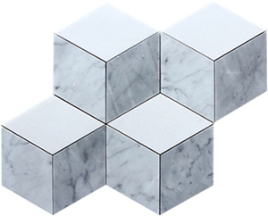 Italy Diamond Carrara White Polished Marble Mosaic