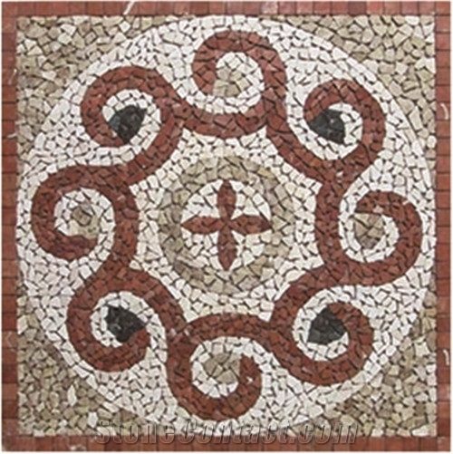 Marble Mosaics Square Medallions Carpet for Floor