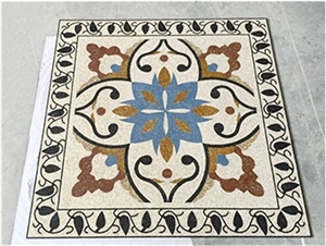 Square Flowers Leaves Design Medallions for Waterjet Inlay Carpet Medallion