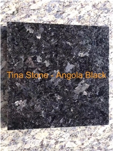 Angola Black Granite Slabs Tiles Polished Wall