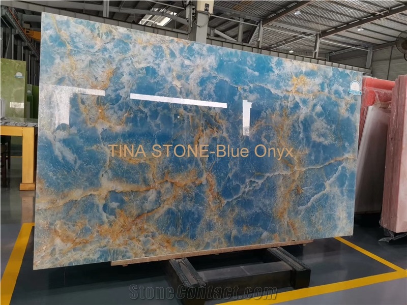 Blue Onyx Tiles Slabs Wall Covering