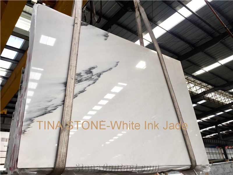 White Ink Jade Marble Tiles Slabs Decoration
