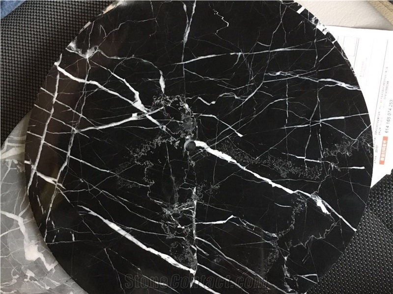 China Cheap Black Marquina Marble Round Countertop