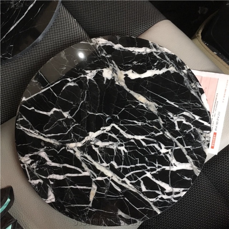 China Cheap Black Marquina Marble Round Countertop