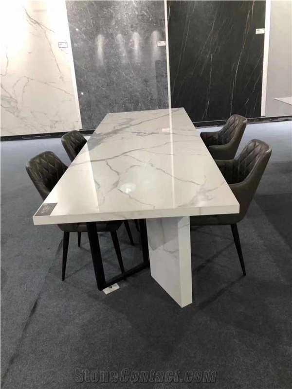 Carrara Nano Crystallized Glass Dinner Tables