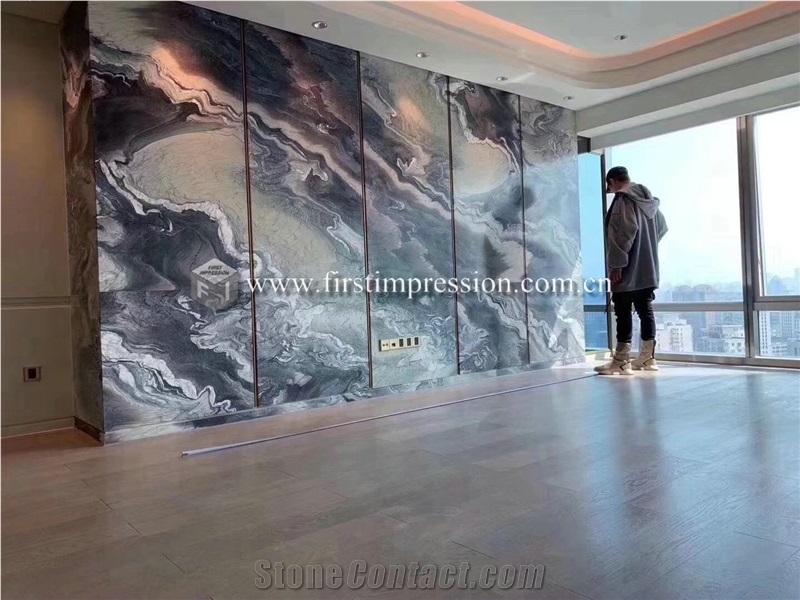 China Landscape Purple Marble for Cladding