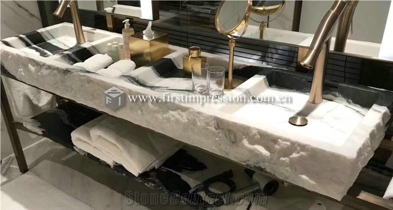 China Panda White Marble Slabs,Tiles for Interior