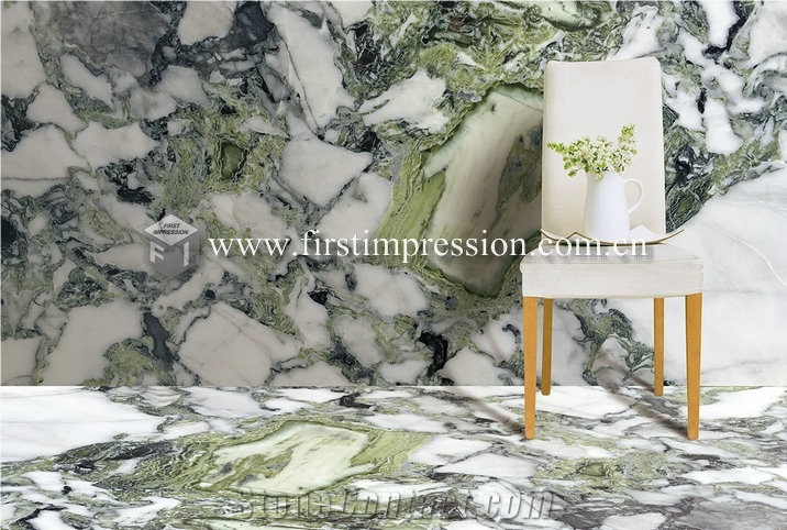 White Beauty Green Mable,Ice Connect Marble Slabs
