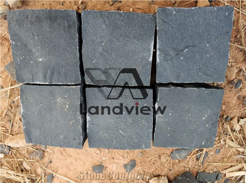 Zhangpu Black Basalt Granite Cubble Pavers Floor