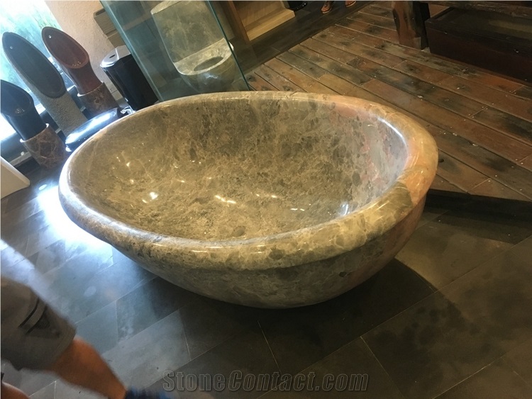 Athena Grey Marble Bathtub Accept Customization
