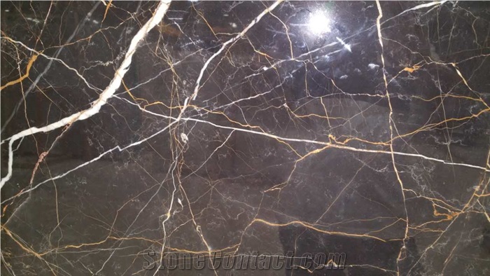 Chinese New Lauren Black Gold Marble Slabs