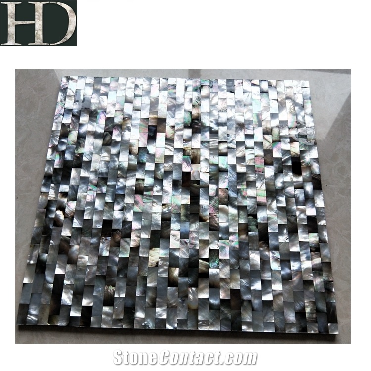 Mother Of Pearl Shell Mosaic Tile Black and White