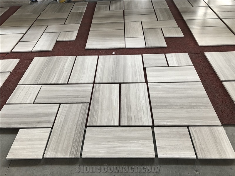 White Wooden Grain Wenge Marble Pattern Tiles
