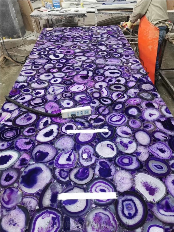 Backlit Purple Agate Luxury Stone Slabs