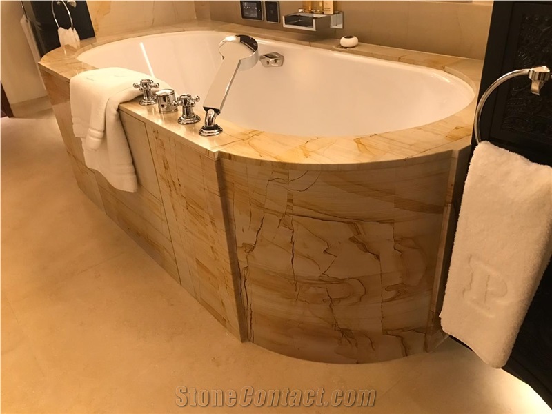 Charming Teak Wood Marble for Bathtub