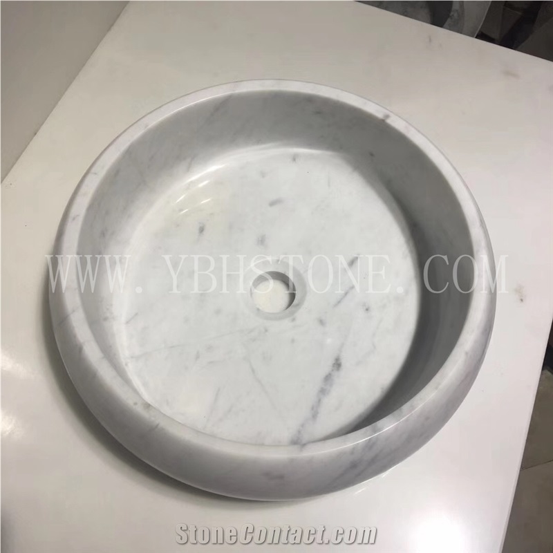 Carrara White/Elegant Oval Marble Wash Basins