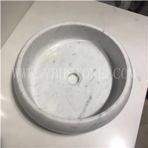 Carrara White/Elegant Oval Marble Wash Basins