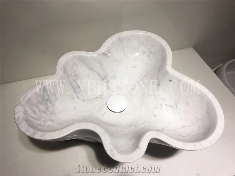 Carrara White/Honed Irregular Shape Bathroom Sinks