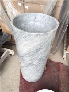 Carrara White/Polished White Marble Wash Basin