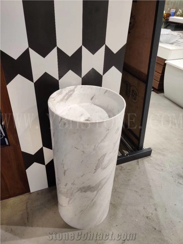 Nero Marquina/Honed Pedestal Basin for Bathroom