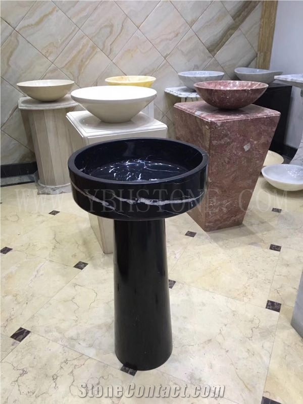 Nero Marquina/Honed Pedestal Basin for Hotel