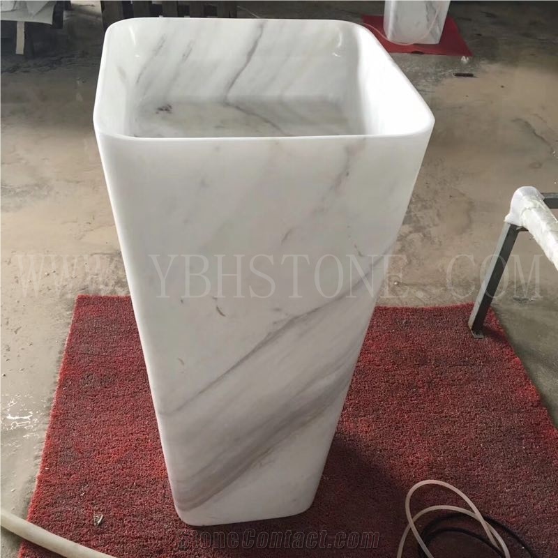 Volakas White Pedestal Wash Basin for Project
