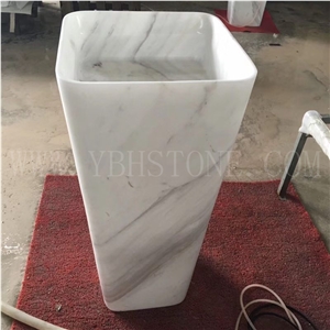 Volakas White Pedestal Wash Basin for Project
