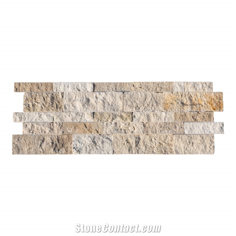 Philadelphia Travertine Stacked Stone Ledger Panel