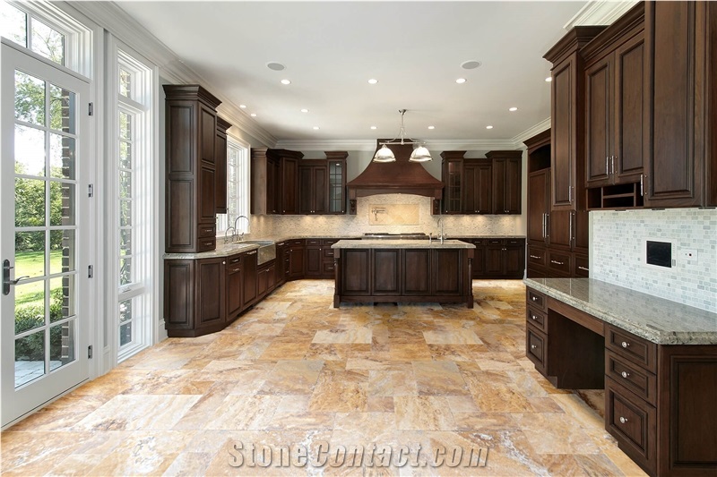 Scabos Gold Antique Pattern Travertine Tile