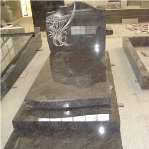 Bahama Blue Granite Headstone with Special Design