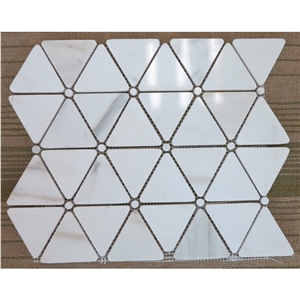 Carra Carter Gold Rhombus Marble Mosaic Tile