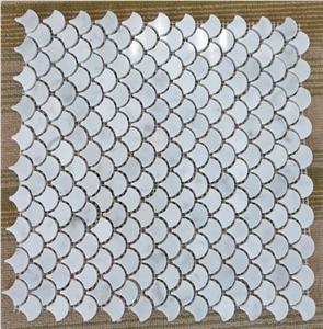 Carrara White Fish Scale Marble Mosaic Tile