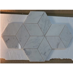 Carrara White Marble Hexagon Floor Mosaic Tile