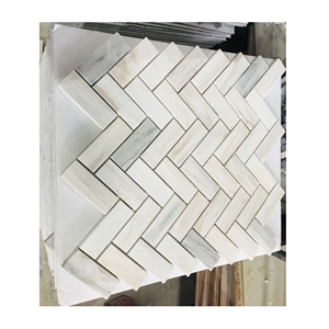 Chevron Herringbone Beige Color Marble Mosaic Tile