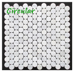 Circular White Marble Mosaic Tile for Dinning Room