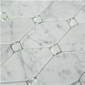 Glass Mix Marble Mosaic Design for Backsplash