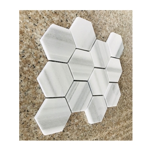 Hexagonal White Marble Mosaic Tiles for Bathroom