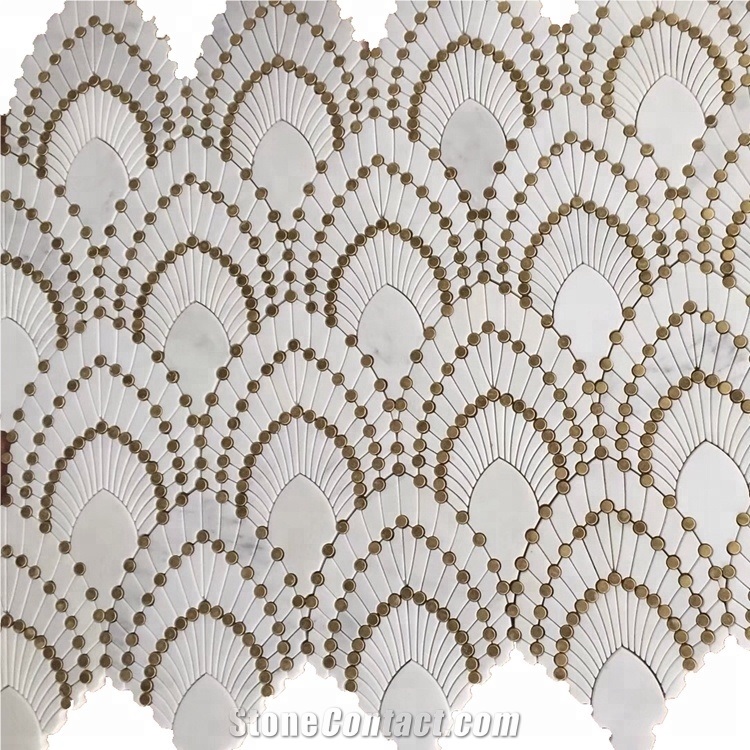 Italian Bianco Carrara White Fish Scale Mosaic