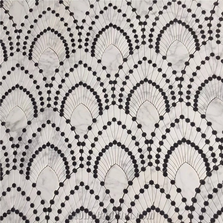 Italian Bianco Carrara White Fish Scale Mosaic