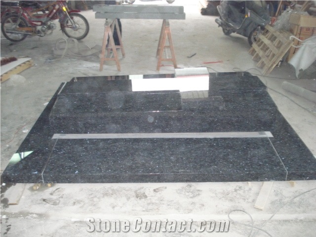 Poland Blue Pearl Granite Tombstone with Cross