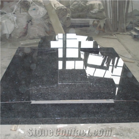 Poland Blue Pearl Granite Tombstone with Cross