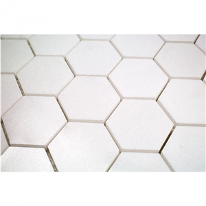 Thassos White Marble Hexagon Mosaic Tile