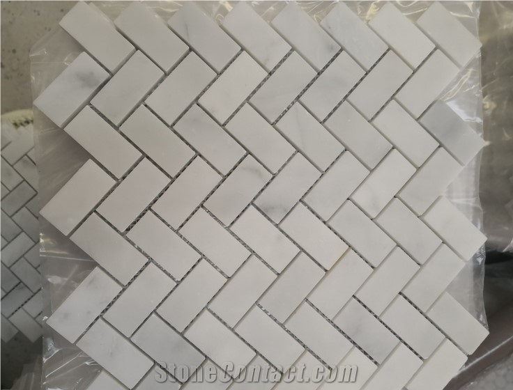 White Marble Mosaic Tiles Stone Polished