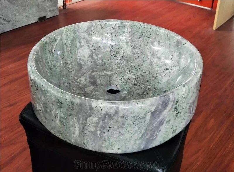 Green Granite Stone Sink Wash Basin Black Veins