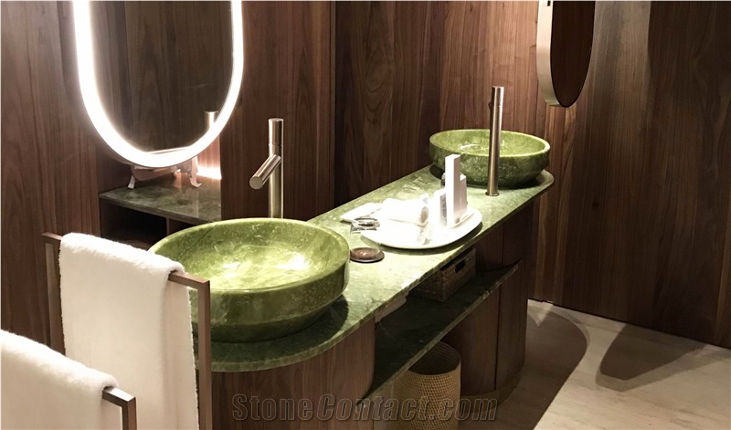 Natural Verde Ming Green Marble Hotel Vanity Tops