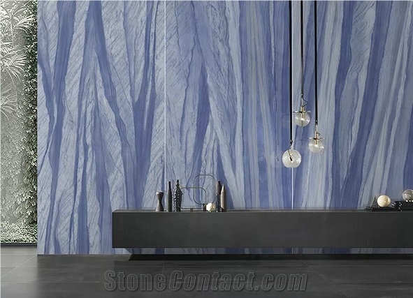 Thin Large Porcelain Slab Azul Macaubas Quartzite Look Artificial Marble Sintered Stone for Wall