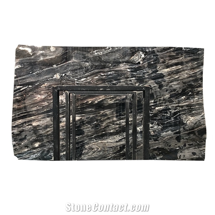 Book Matched Marble Slabs Mystic Black River