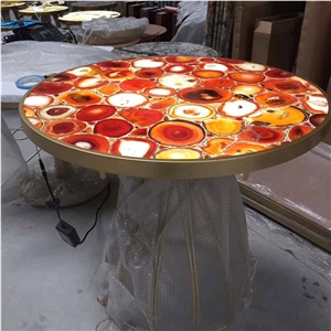 Agagte Backlit Stone Table Top Design