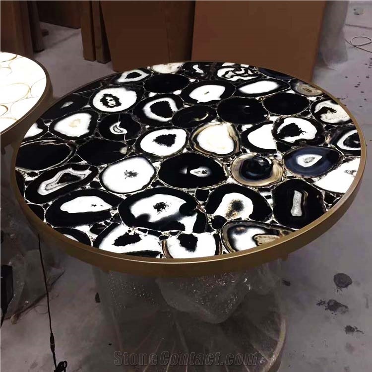 Agagte Backlit Stone Table Top Design