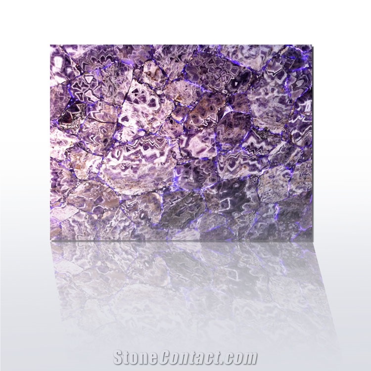 Amethyst Gemstone Tile Backlit Semi Precious Stone